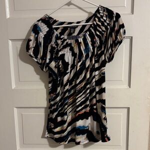 Stylish Zebra Print Blouse with Color Accents